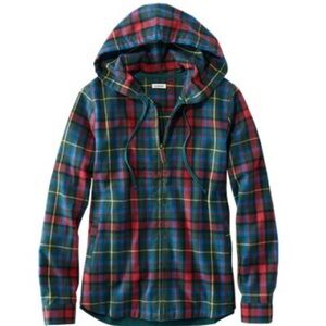 LL Bean Scotch Plaid Hooded Flannel size medium